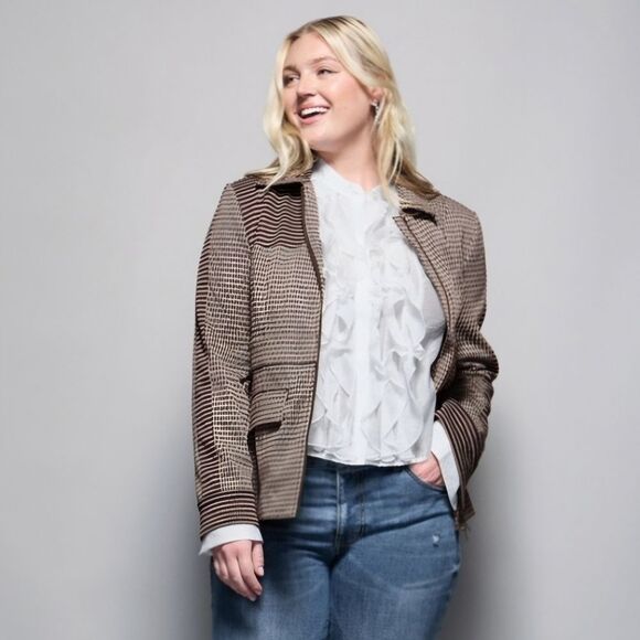 NWT Cabi | The Baron Jacket Houndstooth Brown Black Dark Academia, Womens Large - Picture 2 of 11